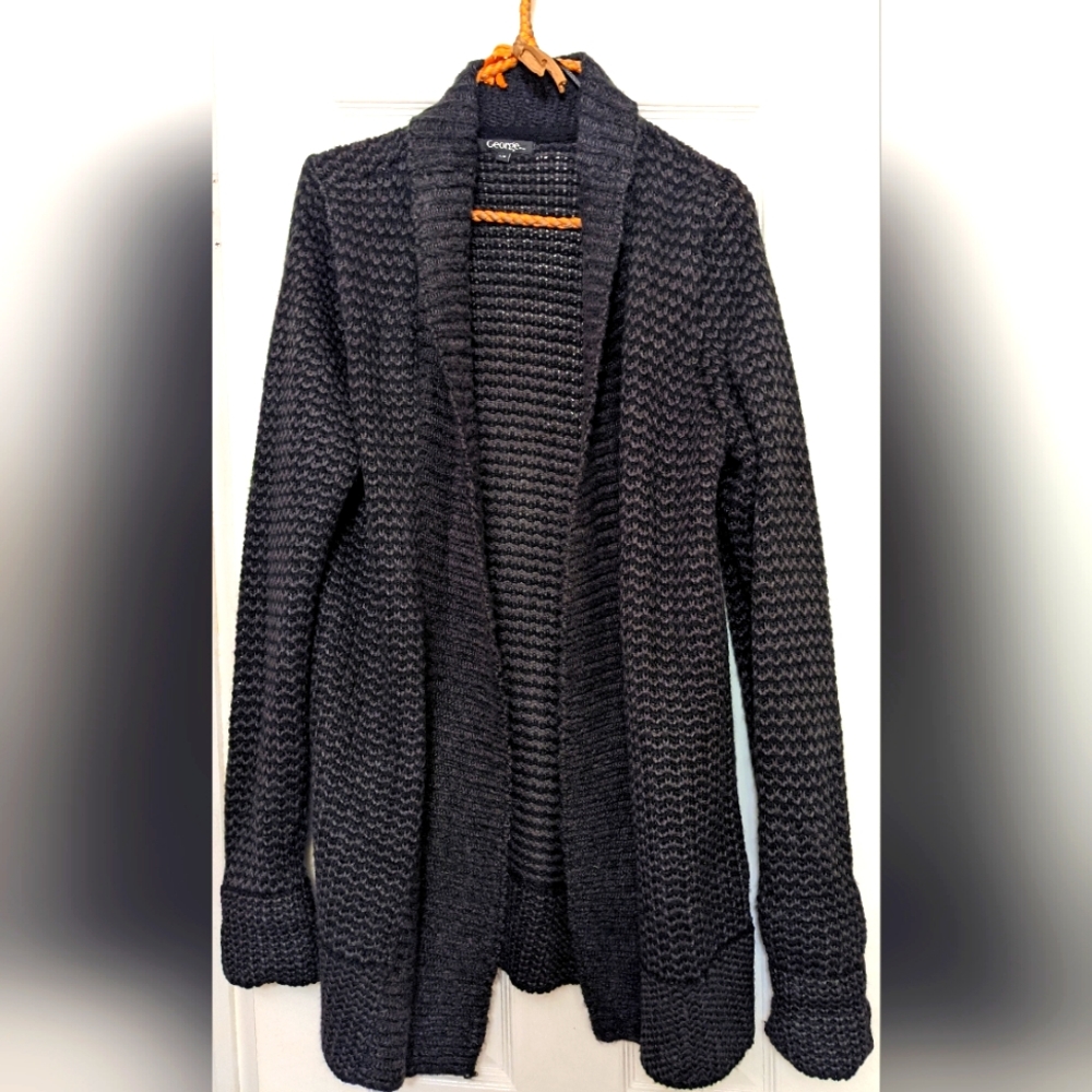 Indigo Blue/Purple & Black Loose Knit Cardigan, Large